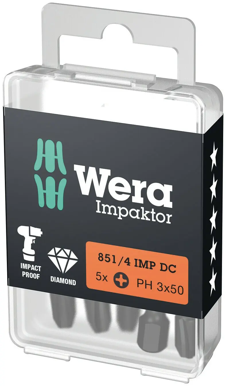 Wera 057657 Bit 1/4" PH 3 x 50 mm typ 853/4 IMP DC Impaktor (W05057657001)