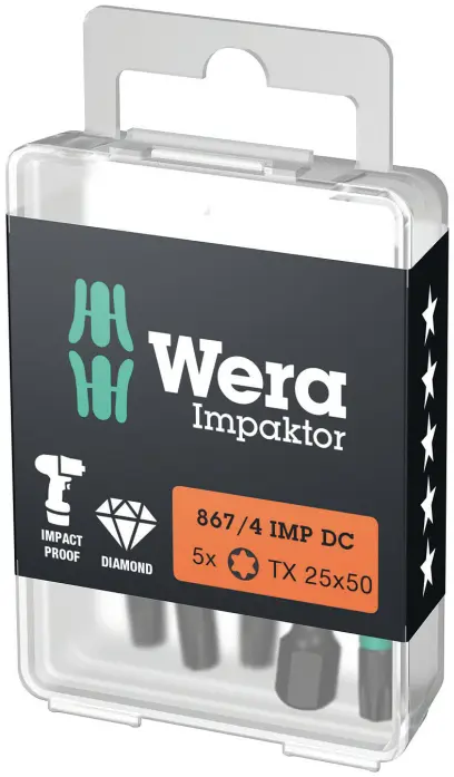 Wera 057665 Bit 1/4" Torx TX 25x50 typ 867/4 IMP DC Impaktor, sada 5 ks (W05057665001)