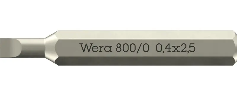 Wera 058101 Šroubovací bit 800/0 Micro 0,40 x 2,5 na šrouby s plochou drážkou (W05058101001)