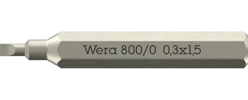 Wera 058104 Šroubovací bit 800/0 Micro 0,30 x 1,5 na šrouby s plochou drážkou (W05058104001)