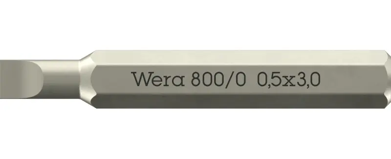 Wera 058105 Šroubovací bit 800/0 Micro 0,50 x 3,0 na šrouby s plochou drážkou (W05058105001)