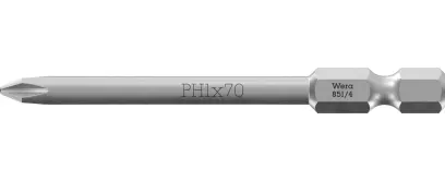 Wera 059755 Bit PH 1 – 851/4 Z. Šroubovací bit 1/4 Hex, 70 mm pro křížové šrouby Phillips (W05059755001)