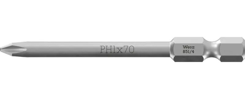 Wera 059755 Bit PH 1 – 851/4 Z. Šroubovací bit 1/4 Hex, 70 mm pro křížové šrouby Phillips (W05059755001)