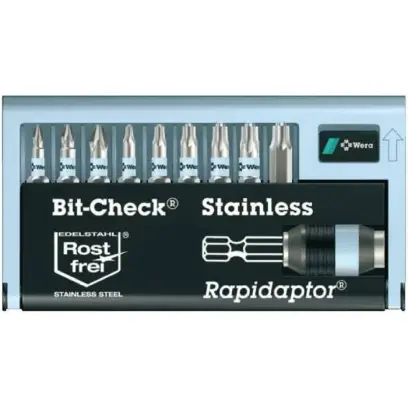 WERA 071111 Sada bitů 1/4" Wera BC 12/9  Bit Check®, nerezové s držákem bitů 3888/4/1 K (W05071111001)