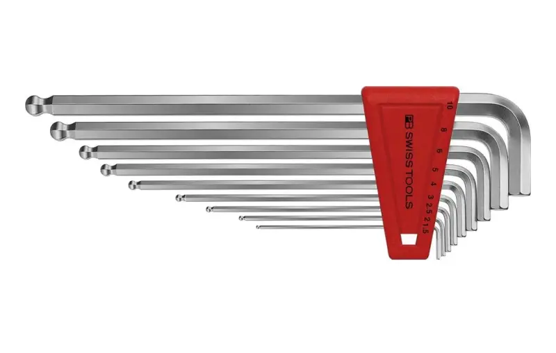 Sada inbusových klíčů v plastovém držáku, 9 ks 1,5 - 10 mm, dlouhé s kulovou hlavou PB Swiss (EDE59491010)