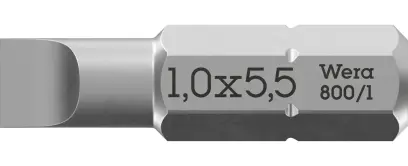 Wera 072059 Šroubovací bit 1,0 x 5,5 – 800/1 Z (1/4 Hex), 25 mm, pro šrouby s rovnou drážkou (W05072059001)
