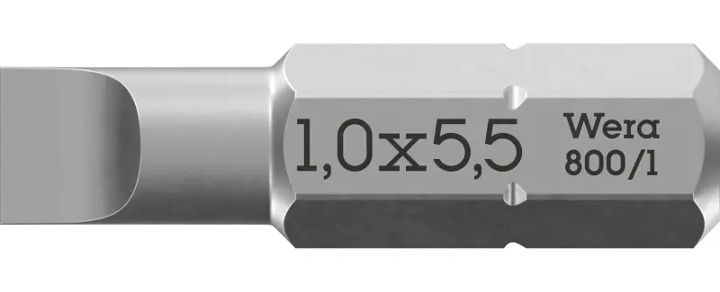Wera 072059 Šroubovací bit 1,0 x 5,5 – 800/1 Z (1/4 Hex), 25 mm, pro šrouby s rovnou drážkou (W05072059001)