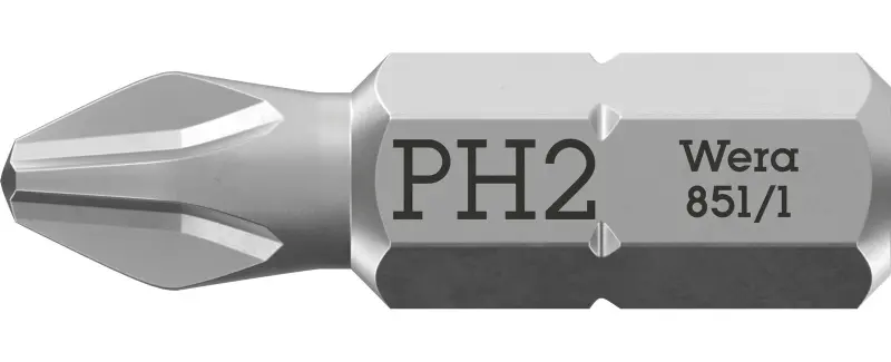 Wera 072072 Šroubovací bit 1/4" Hex PH 2 x 25 mm, typ 851/1 Z pro křížové šrouby Phillips (W05072072001)