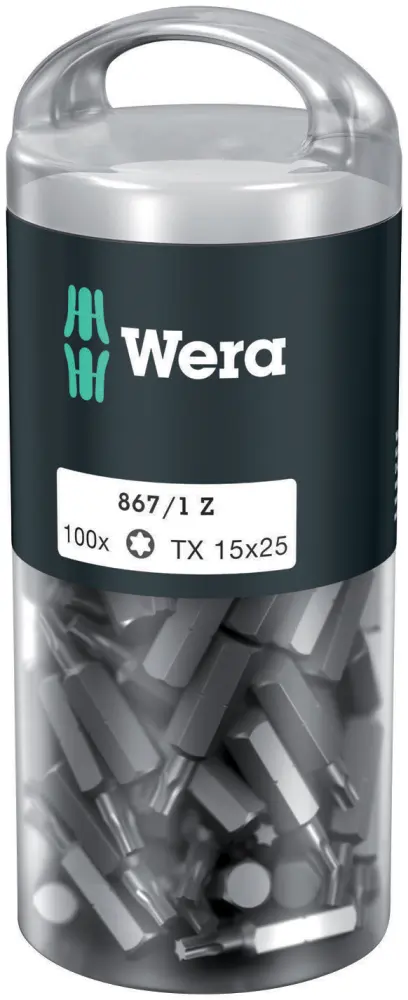 Wera 072447 Houževnaté bity 1/4" TX 15 867/1 Z TORX DIY (Balení 100 ks) (W05072447001)