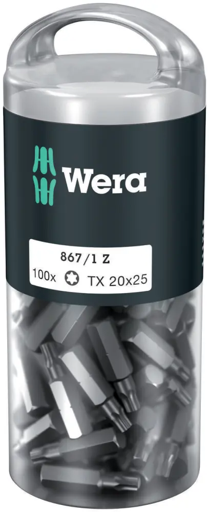 Wera 072448 Houževnaté bity 1/4" TX 20 867/1 Z TORX DIY (Balení 100 ks) (W05072448001)