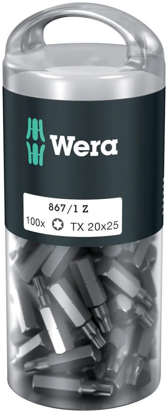 Wera 072448 Houževnaté bity 1/4" TX 20 867/1 Z TORX DIY (Balení 100 ks) (W05072448001)