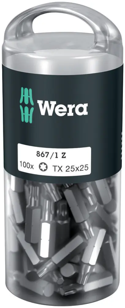 Wera 072449 Houževnaté bity 1/4" TX 25 867/1 Z TORX DIY (Balení 100 ks) (W05072449001)