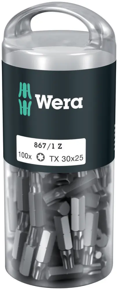 Wera 072451 Houževnaté bity 1/4" TX 30 867/1 Z TORX DIY (Balení 100 ks) (W05072451001)