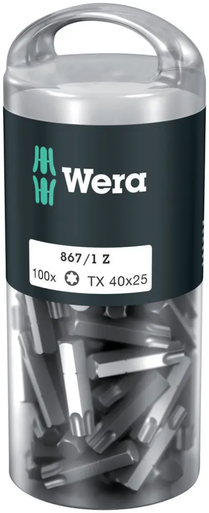 Wera 072452 Houževnaté bity 1/4" TX 40 867/1 Z TORX DIY (Balení 100 ks) (W05072452001)
