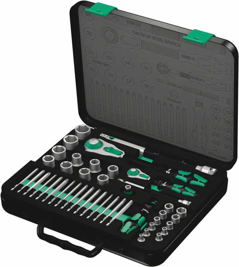 Wera 160785 Ráčnová sada Zyklop, upínací část 1/4" metrická - 43 ks (W05160785001)
