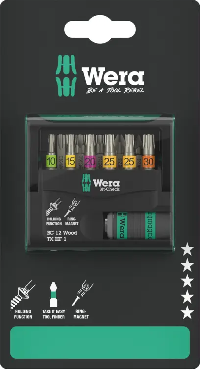 Wera 073641 Bity Bit-Check 12 Wood TX HF 1 SB (Sada 12 dílů) (W05073641001)