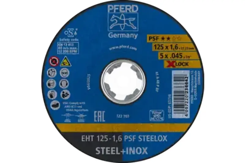 Řezné kotouče Pferd EHT 125-1,6 PSF STEELOX/X-LOCK, rovné, Universal Line PSF STEELOX pro ocel/nerezovou ocel (25 ks) (PF4007220113455)