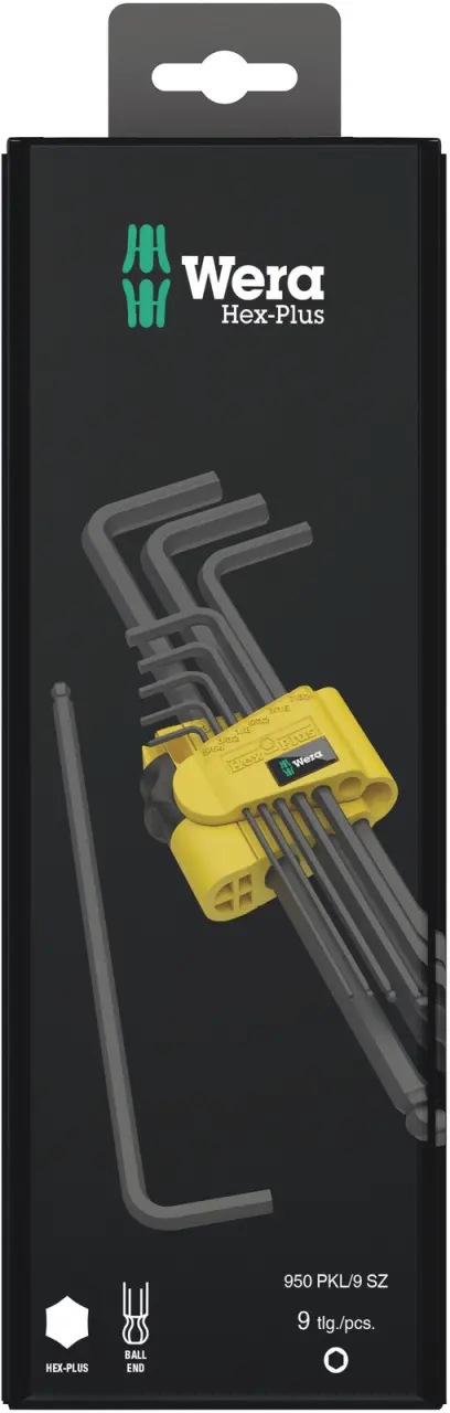 Wera 133180 Zástrčné klíče inbus 950/9 Hex-Plus Imperial 1 SB palcová, blacklaser (Sada 9 dílů) (W05133180001)