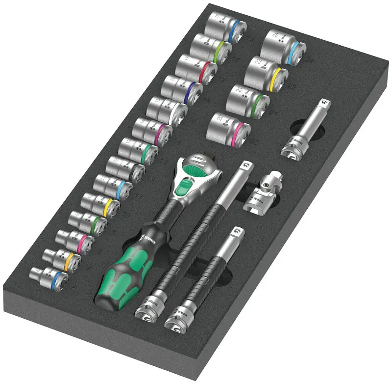 Wera 150111 Ráčnová sada Zyklop 3/8" 8000 B typ 9721 v pěnové vložce Set 1 (Sada 23 dílů) (W05150111001)