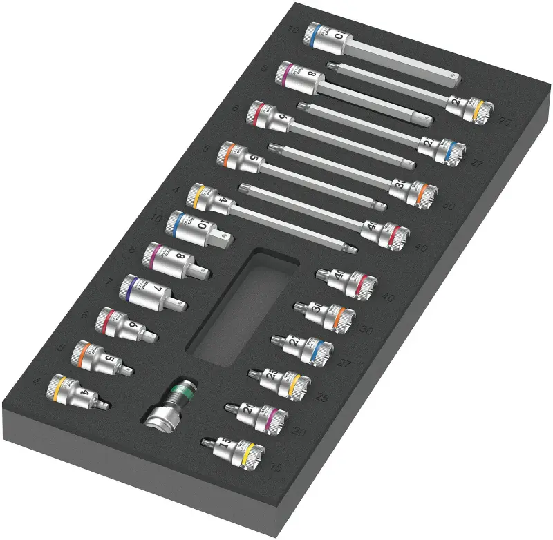 Wera 150113 Bitové hlavice Zyklop B 3/8" typ 9723 v pěnové vložce Set 1 (Sada 22 dílů) (W05150113001)