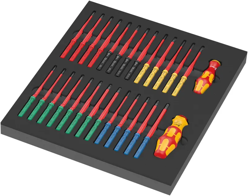 Wera 150151 Nářaďový modul - pěnová vložka 9751 Rukojeť Kraftform Kompakt VDE s výměnnými čepelemi. Set 1 (Sada 28 dílů) (W05150151001)