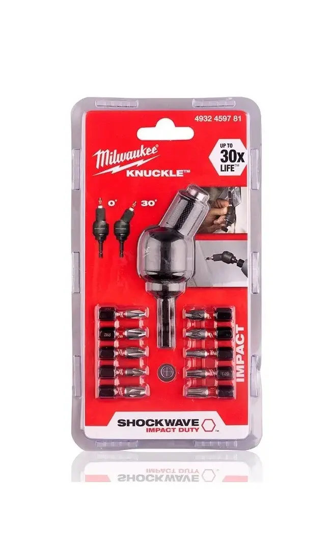 Úhlový nástavec ShockWave Knuckle s bity 1/4" Milwaukee 4932459781, rázový. Sada 11 dílů (MI4932459781)