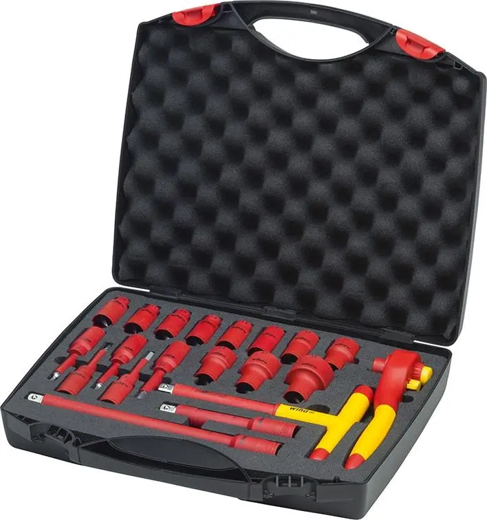 Elektrikářská gola sada 1/2" 10 ÷ 32 mm Wiha 7208 NK 2001 VDE. (Sada 21 dílů v kufru) (WIHA43024)