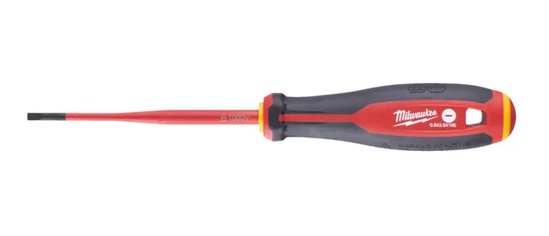 Elektrikářský šroubovák PL 0.6 x 3.5 x 100 Milwaukee VDE slim Tri-Lobe pro práce pod napětím 1000 V (MI4932478714)