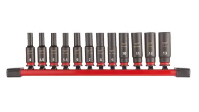 Průmyslové hlavice Shockwave 1/4"  4 ÷ 13 mm na liště Milwaukee 4932480453 dlouhé (Sada 12 dílů) (MI4932480453)