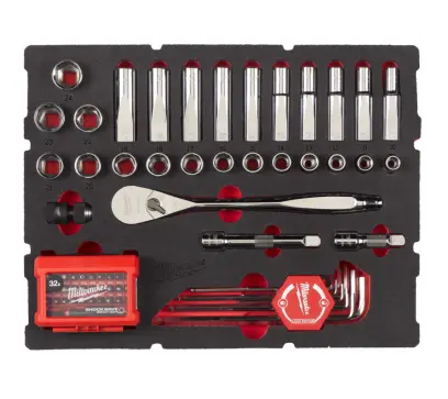 Pěnová vložka Milwaukee PACKOUT™ s ráčnou 1/2" a hlavicemi (70 ks) (MI4932480716)