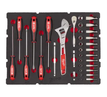 Milwaukee pěnová vložka 1/4“ s nástrčnými klíči a ráčnou (35 ks) (MI4932480717)