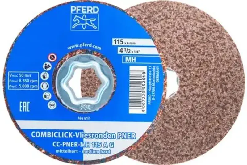 Lisovaný rounový kotouč COMBICLICK® pr. 115 mm Pferd CC-PNER MH 115 A G Středně tvrdý A, Hrubý pro konečnou úpravu (PF4007220491805)