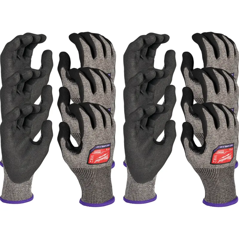 Pracovní rukavice protiprořezové Milwaukee HIGH CUT, ochrana proti proříznutí F, velikost 9 (L), 12 párů, 4932492047