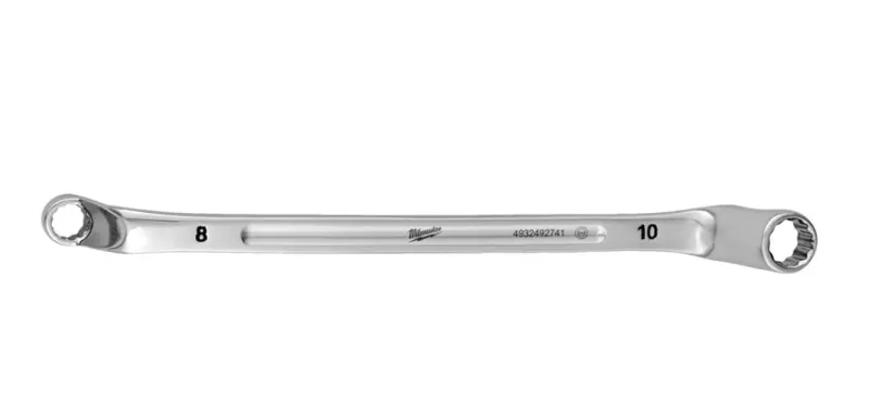 Oboustanný očkový vyhnutý klíč Milwaukee 8 mm x 10 mm, zahnutý 75°, 4932492741