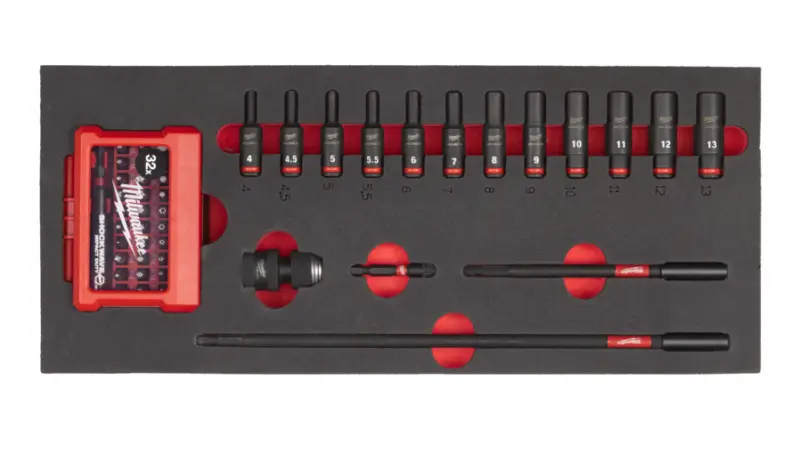 Pěnová vložka Milwaukee s průmyslovými hlavicemi 1/4" dlouhé (sada 17 ks) 4932493386 (MI4932493386)