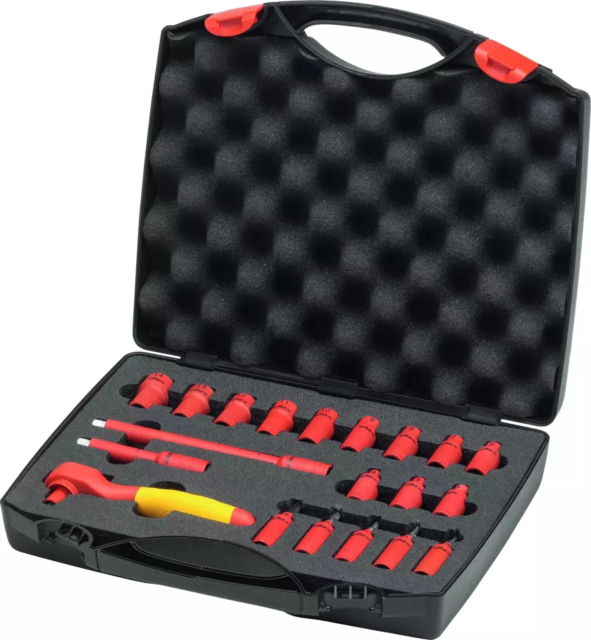 Elektrikářská izolovaná sada 1/4" 4 ÷ 14 mm Wiha 7209 NK 2001 VDE. Sada 21 dílů v kufru (WIHA43025)