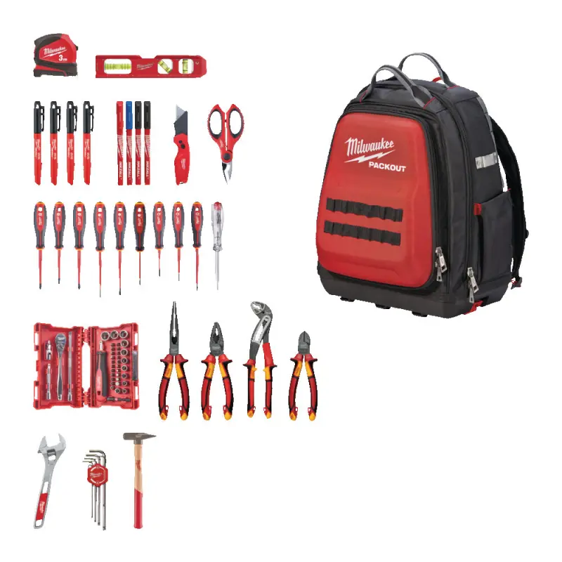 Kompaktní batoh Milwaukee Packout™ pro elektrikáře (Sada 76 dílů) (MI4932498407)