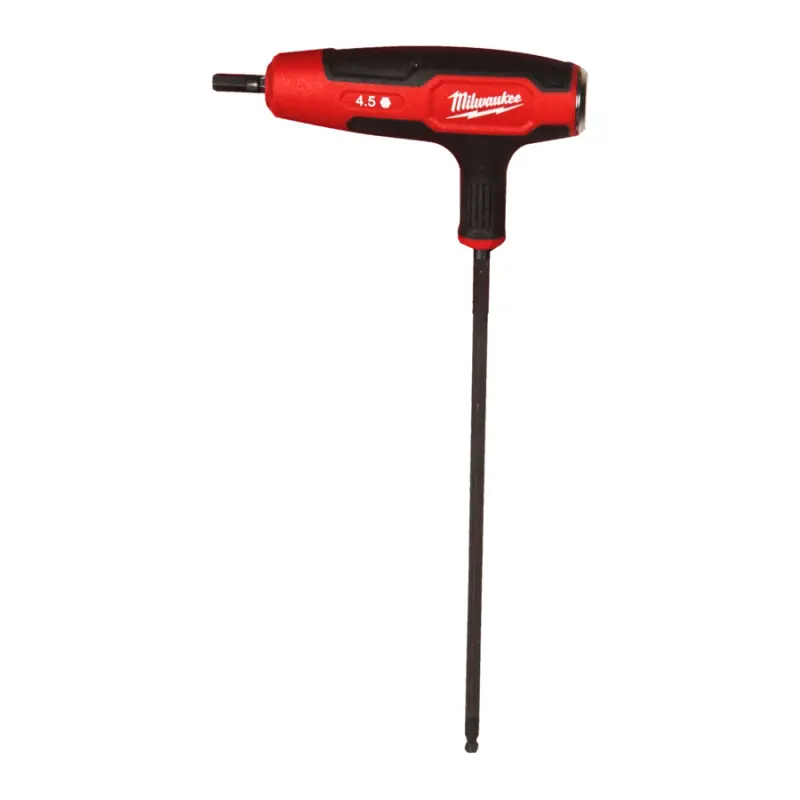 Zástrčný šroubovací klíč Milwaukee Ball End bit 4,5mm HEX s T rukojetí, Comfort Grip, úderová plocha, 4932498683