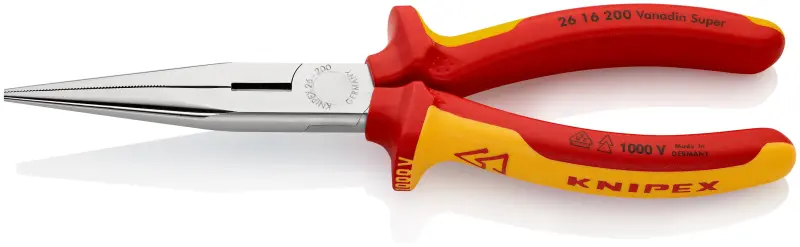 Úzké půlkulaté kleště Knipex 26 16 200 SB s břity VDE (K 26 16 200 SB)