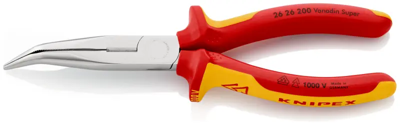 Úzké půlkulaté kleště Knipex 26 26 200 SB s břity VDE, zahnuté (K 26 26 200 SB)