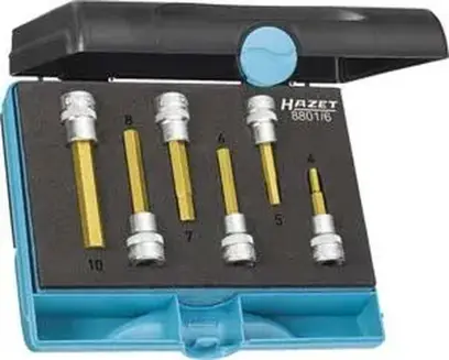 Sada adaptér-bity 3/8" vnitřní 6-hran 4-10x mm 6 ks. HAZET