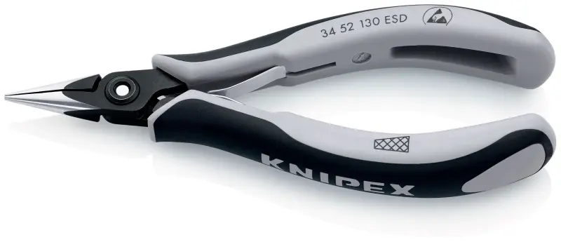 Kleště Knipex 34 52 130 ESD pro elektroniku ESD, půlkulaté, křížový závěs (K 34 52 130 ESD)