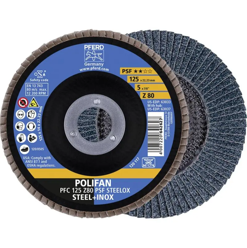 Lamelové brusné kotouče POLIFAN Pferd PFC 125 Z80 PSF STEELOX (5 ks) (PF4007220642627)