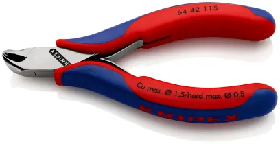 Čelní štípací kleště Knipex 64 42 115 SB - pro elektroniku, šikmé břity, krátká hlava (K 64 42 115 S