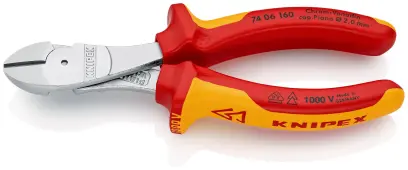 Boční štípací kleště Knipex 74 06 160 SB VDE - silové, vícesložkové návleky, chromováno (K 74 06 160