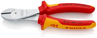 Boční štípací kleště Knipex 74 06 180 SB VDE - silové, vícesložkové návleky, chromováno (K 74 06 180