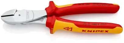 Boční štípací kleště Knipex 74 06 200 SB VDE - silové, vícesložkové návleky, chromováno (K 74 06 200