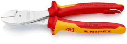 Boční štípací kleště Knipex 74 06 200 T BK VDE - silové, vícesložkové návleky, chromováno (K 74 06 2