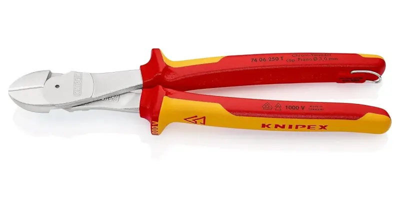 Boční štípací kleště Knipex 74 06 250 T VDE - silové, vícesložkové návleky, chromováno (K 74 06 250 T)