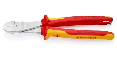 Boční štípací kleště Knipex 74 06 250 T BK VDE - silové, vícesložkové návleky, chromováno (K 74 06 2